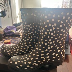 Joules Black Boots with White Dots